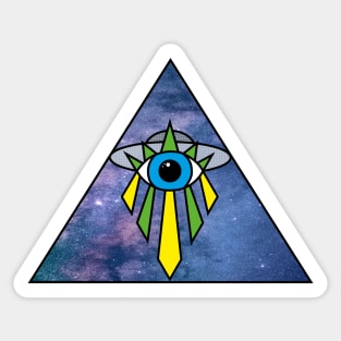 Illuminati Pyramid UFO Eye Art Deco Geometric Galaxy Starry Sky Space Sticker